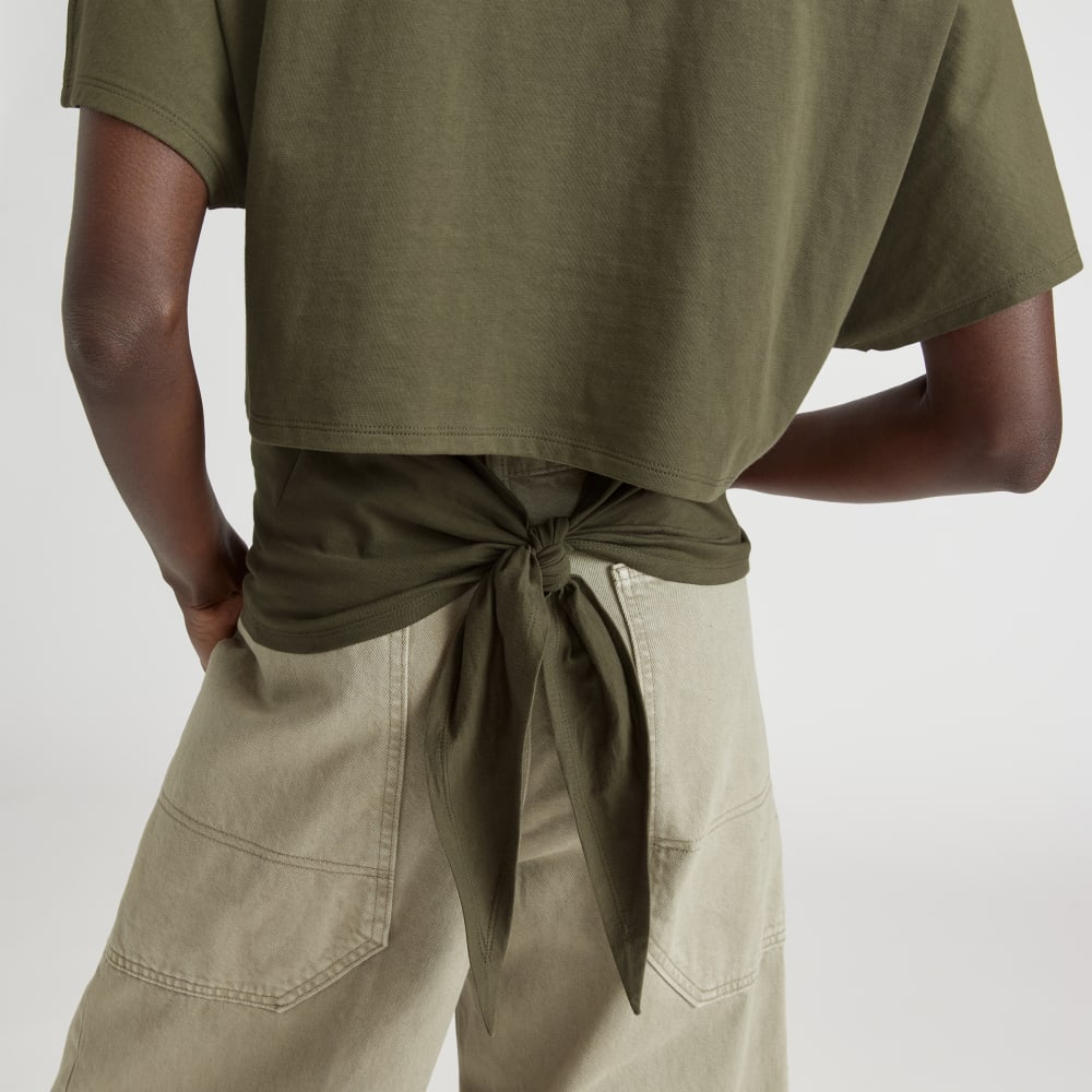 The Organic Cotton Tie Back Tee in Kalamata — detail view