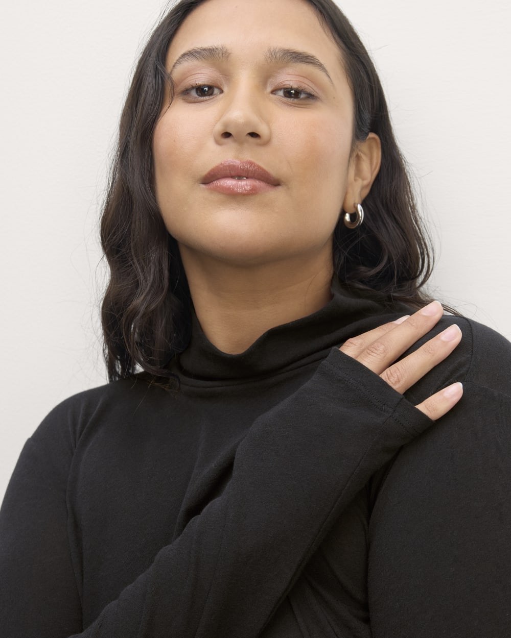 The Air Turtleneck in Black — detail view