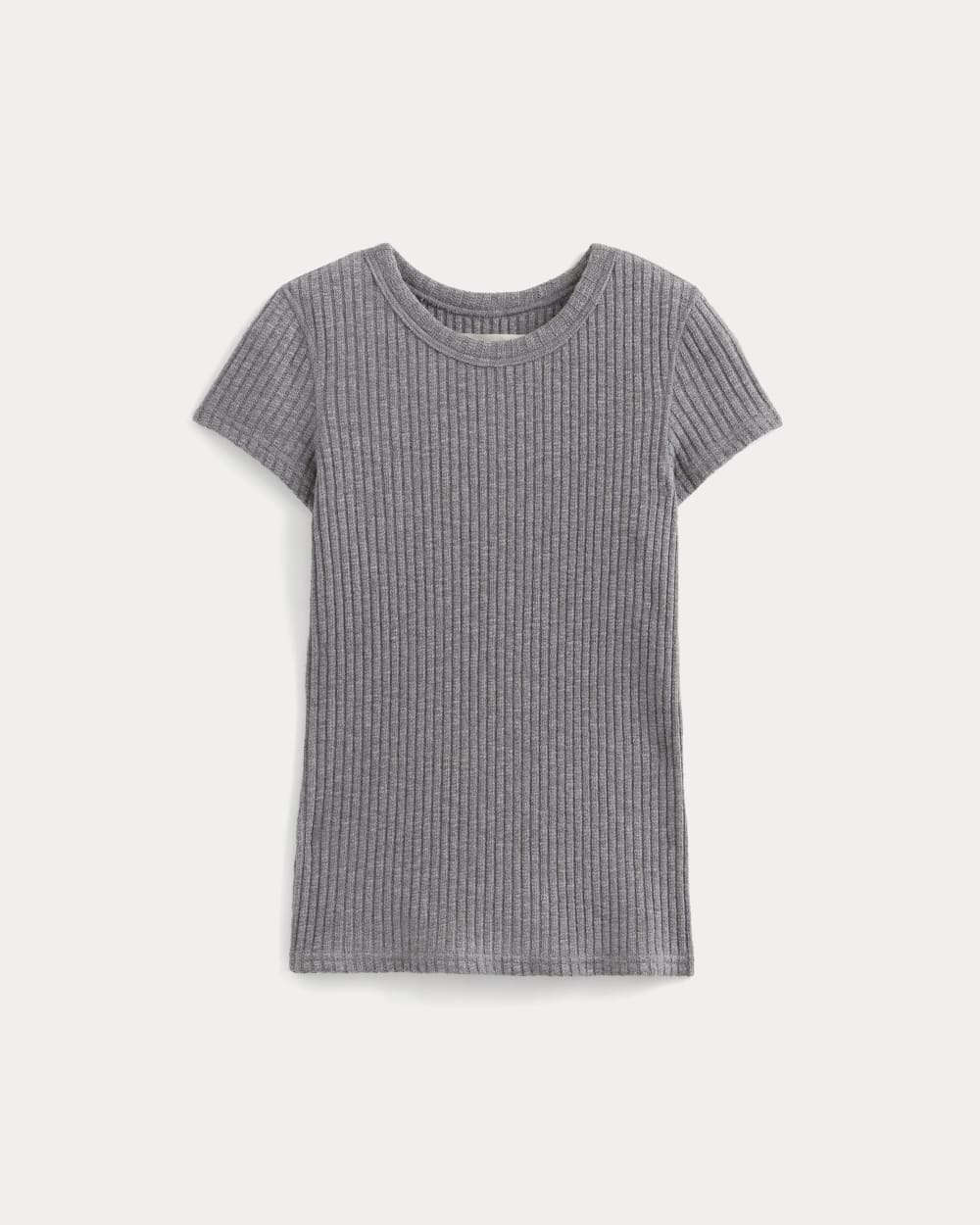 The Cozy Rib Tee in Mid Heather Grey — alternate view