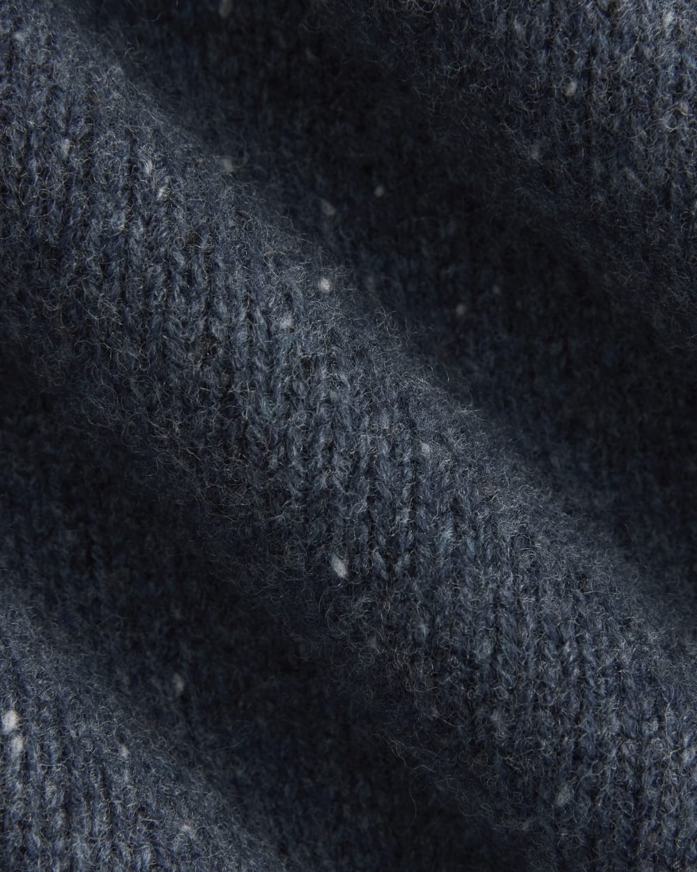Cropped Boxy Crew in Luxe Merino in Heathered Blue Donegal — detail view