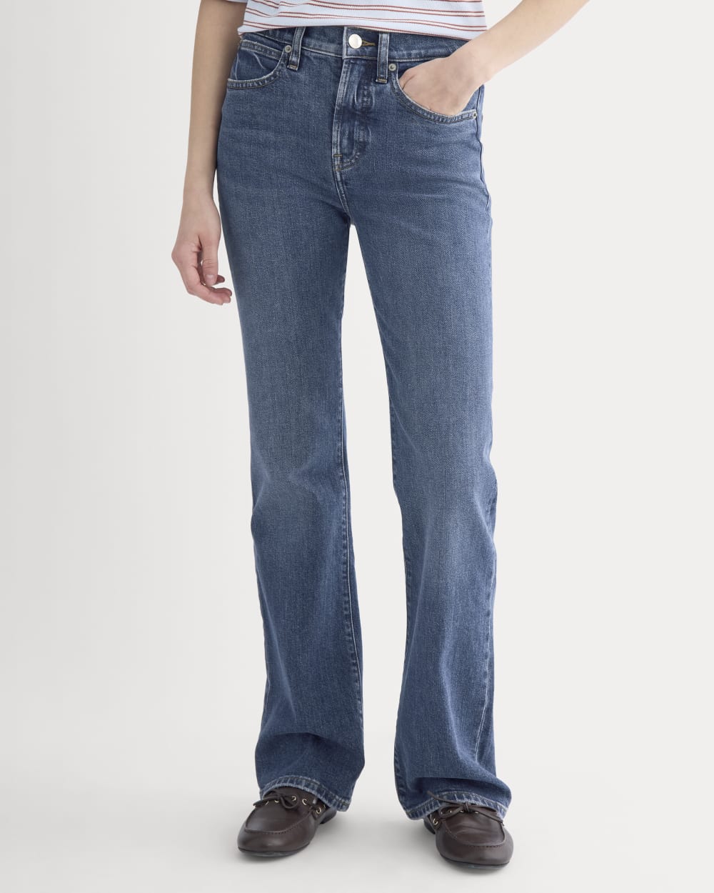 High-Rise Slim Bootcut Jean in Dark Indigo — detail view