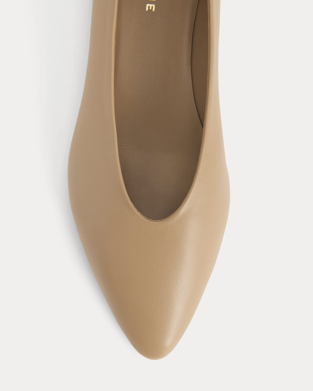 Made in Italy Almond-Toe Pump in Affogato — detail view