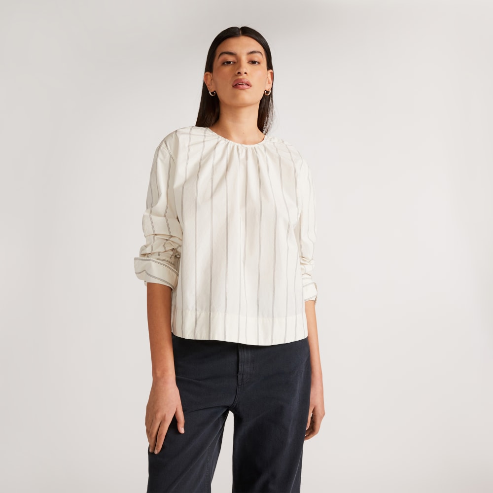 The Poplin Breeze Shirt in Black / Canvas Tan — front view