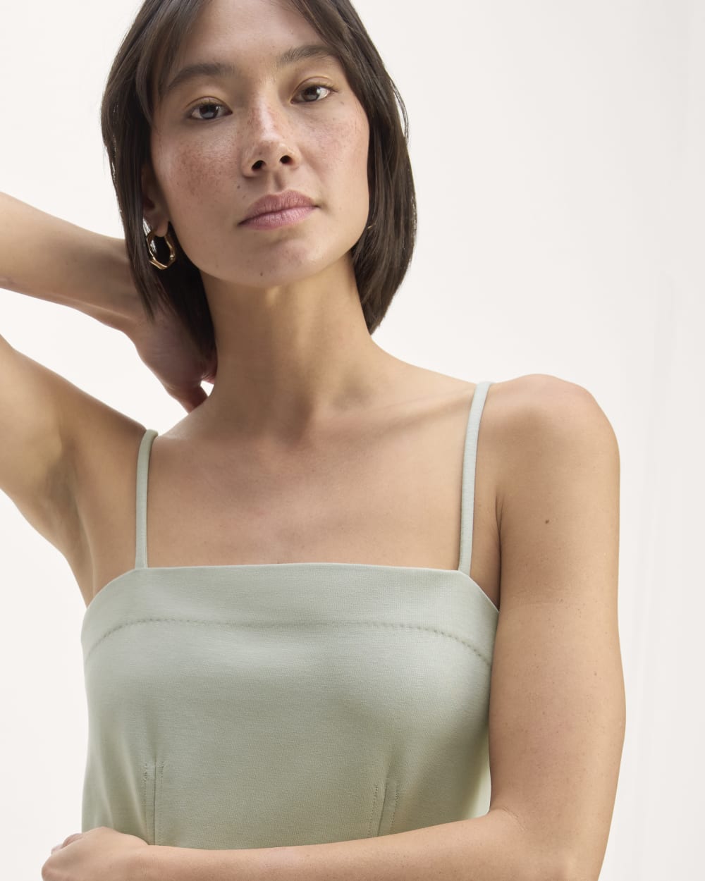 The Dream Everywhere Dress in Sage Green — detail view