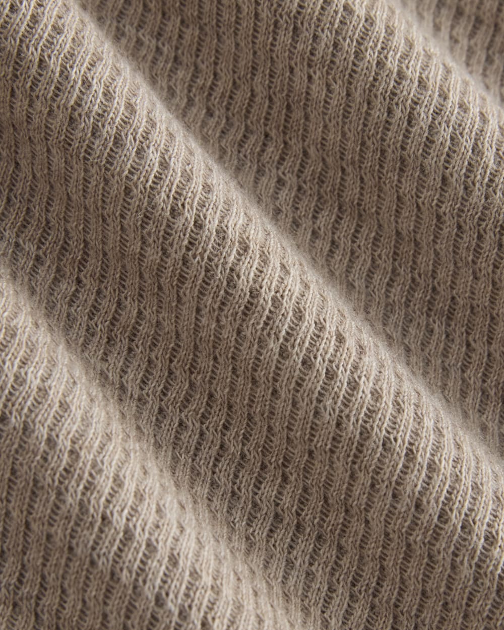 Boxy Henley in Cozy Waffle in Heathered Oatmeal — detail view