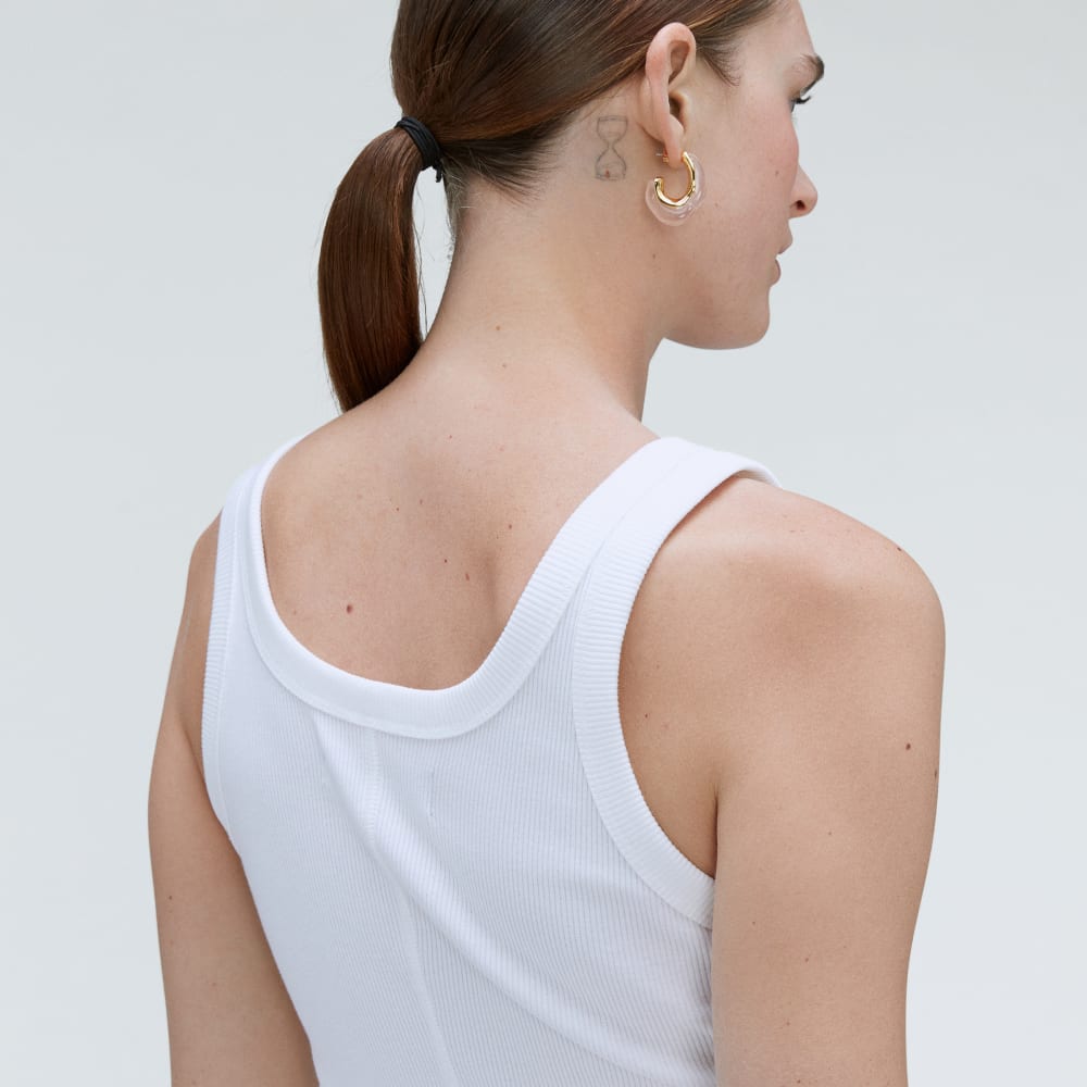The ’90s Rib Dress in White — detail view