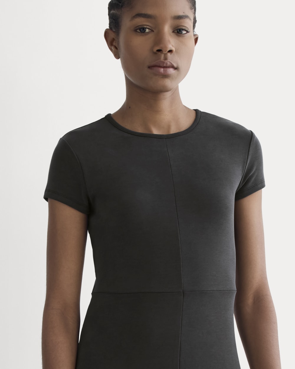 Midi Tee Dress in Butterknit in Black — detail view
