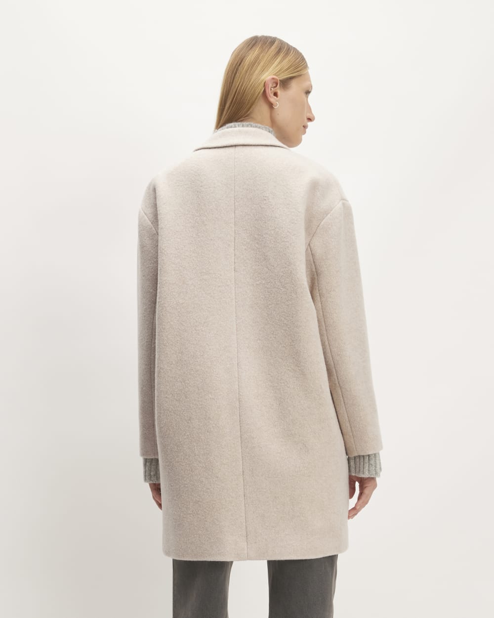 The Italian ReWool® Cocoon Coat in Oat — detail view