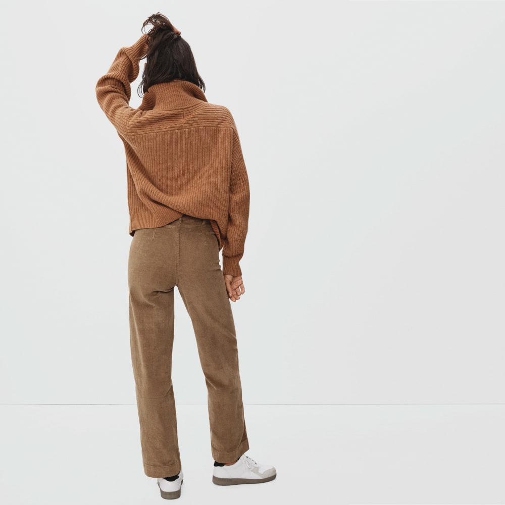 The Corduroy Wide-Leg Pant in Toasted Coconut — detail view
