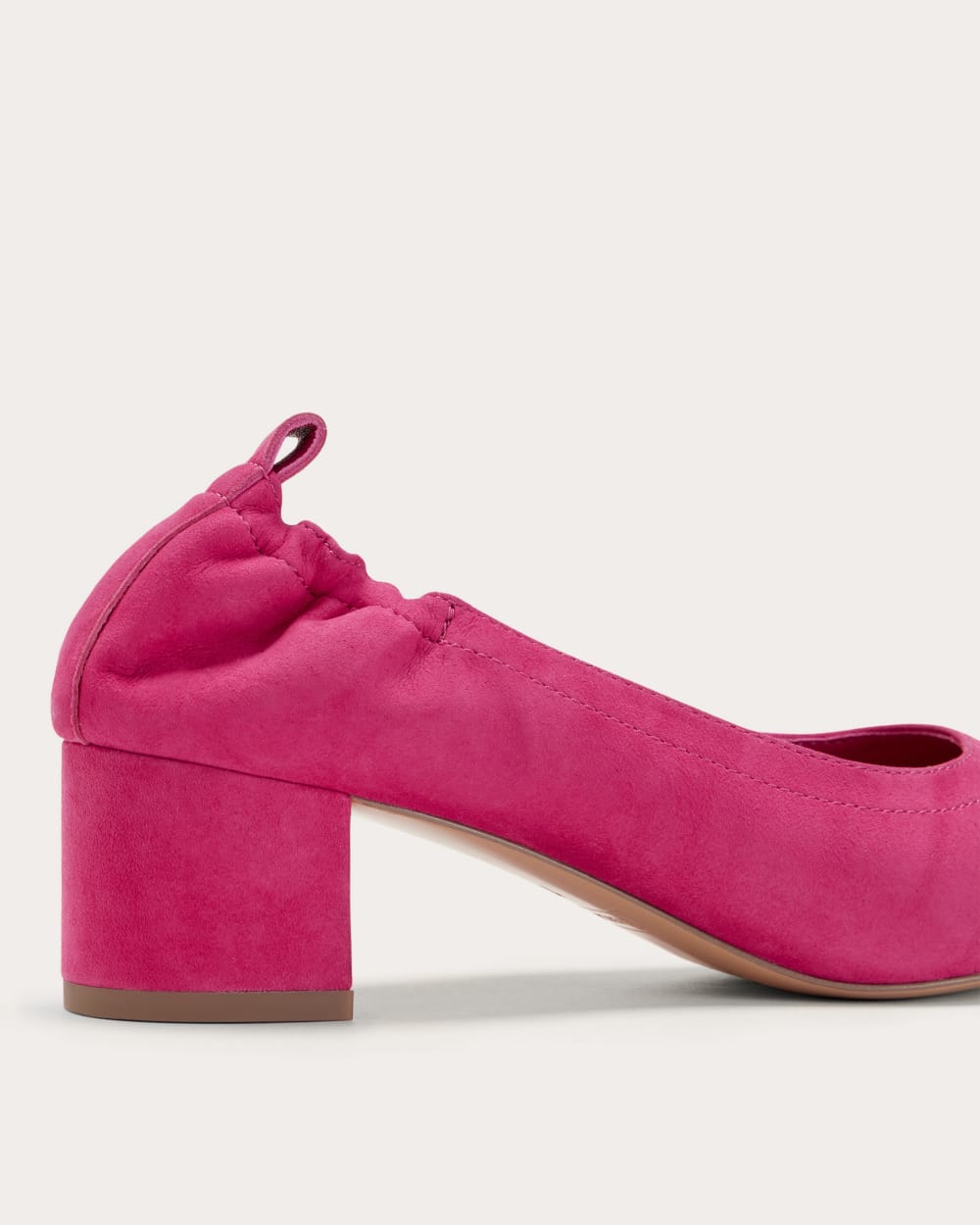 The Day Heel in Red Currant Suede — detail view