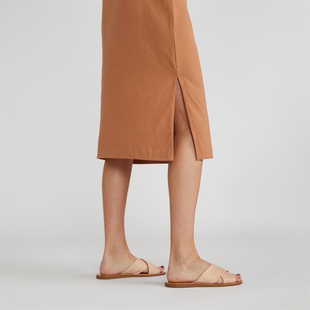 The Weekend Tank Dress in Tawny Brown — detail view