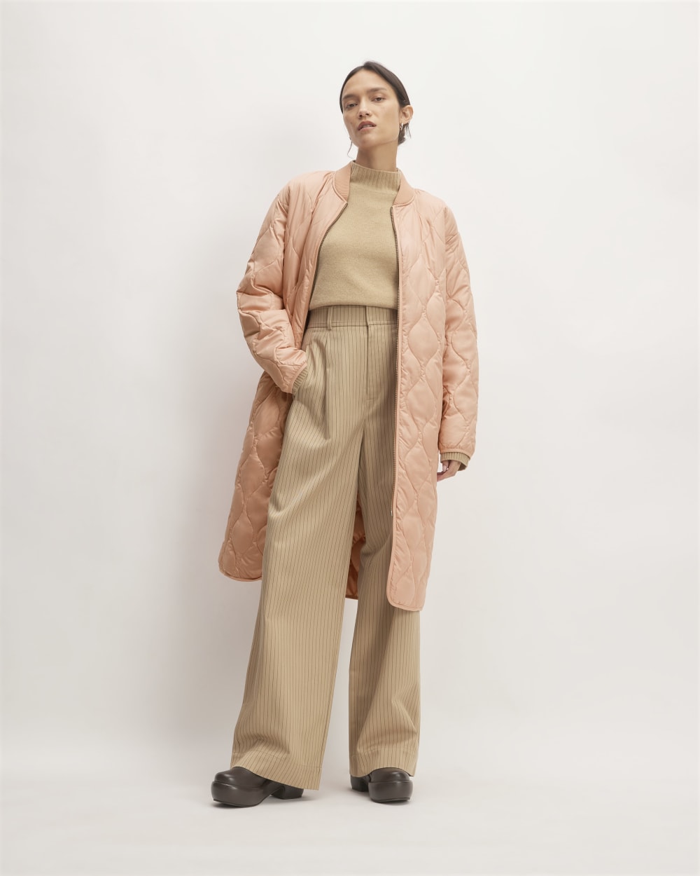 The ReNew Long Liner in Blush Pink — front view