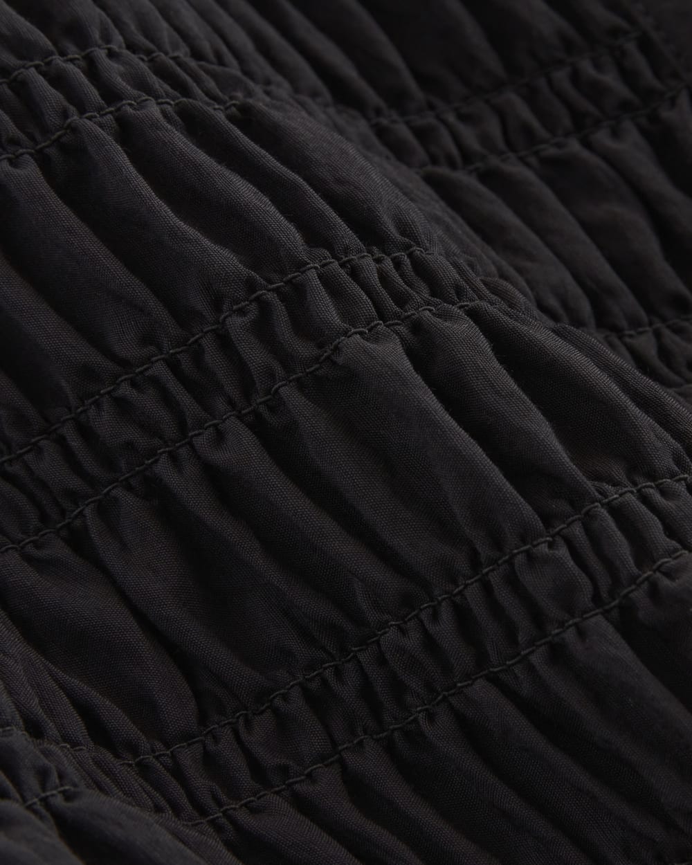 The Smocked Cardigan in Black — detail view