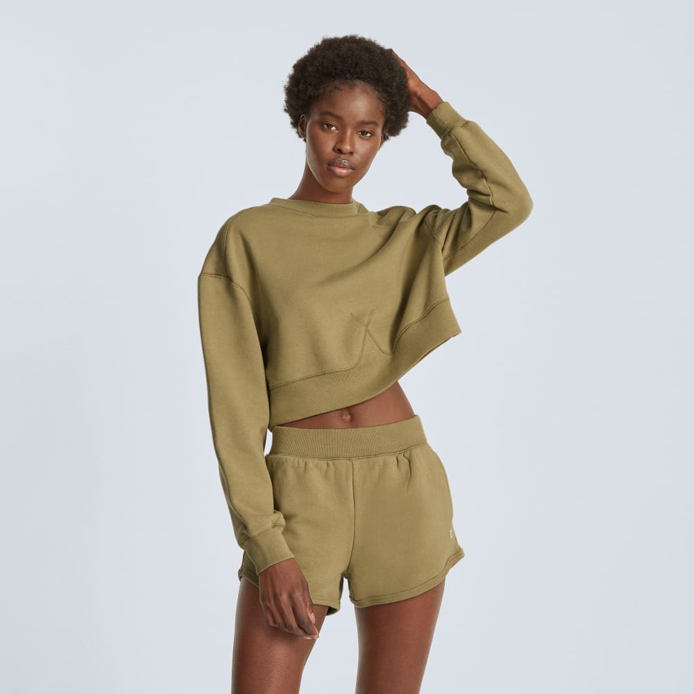 The Organic Cotton Cropped Crew in Fennel Seed — alternate view