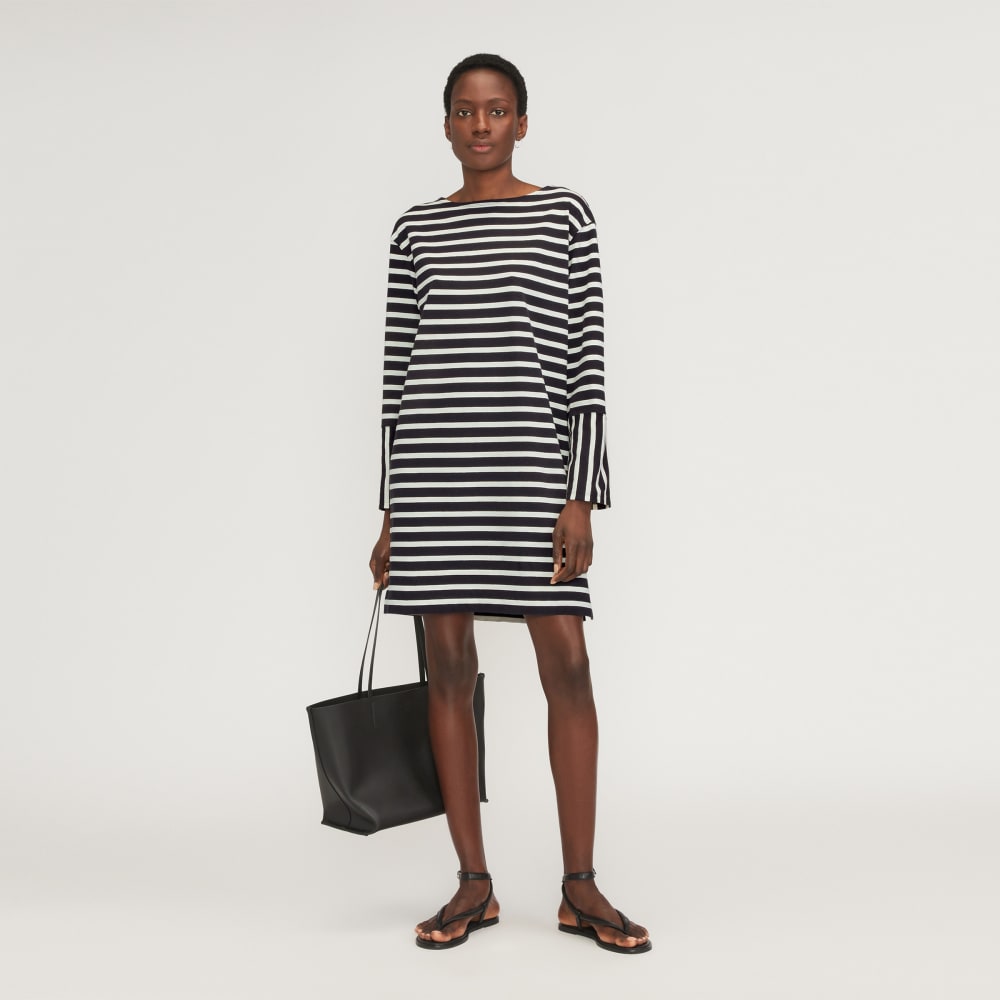 The Mariner Dress in Black / Canvas Tan — front view