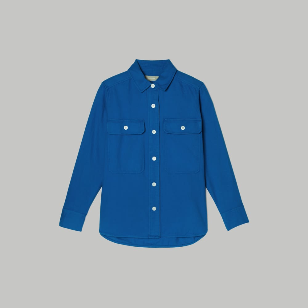 The Classic Cotton Flannel Shirt in Lapis Blue — alternate view