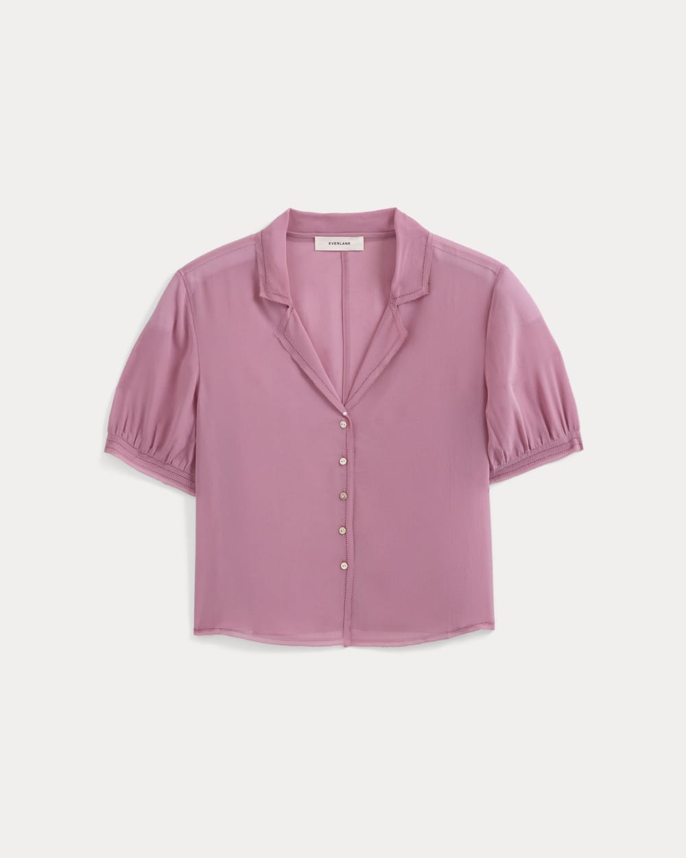 Notch Collar Shirt in Silk Georgette in Heather Rose — alternate view