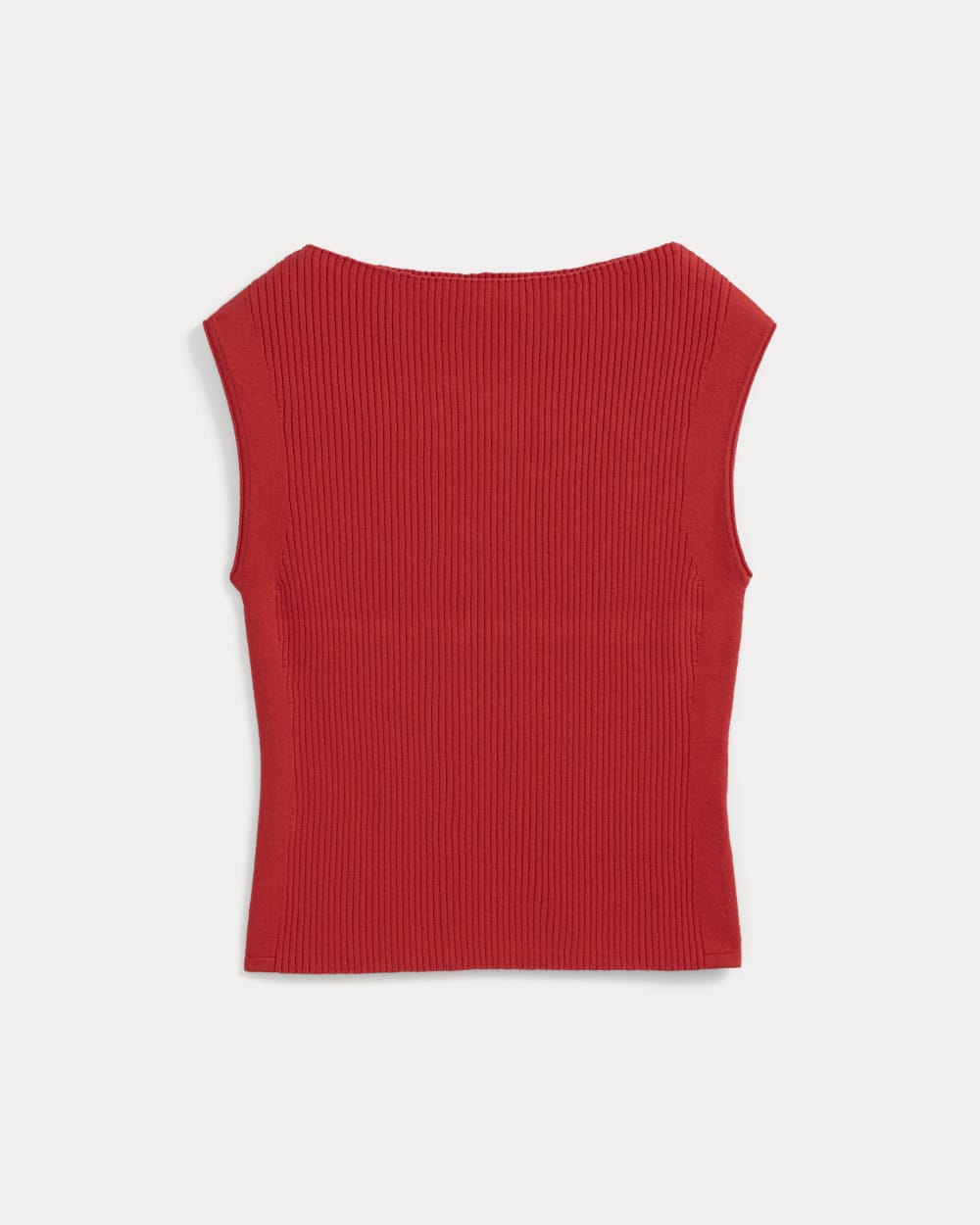 Boat-Neck Ribbed Knit in Fiery Red — alternate view