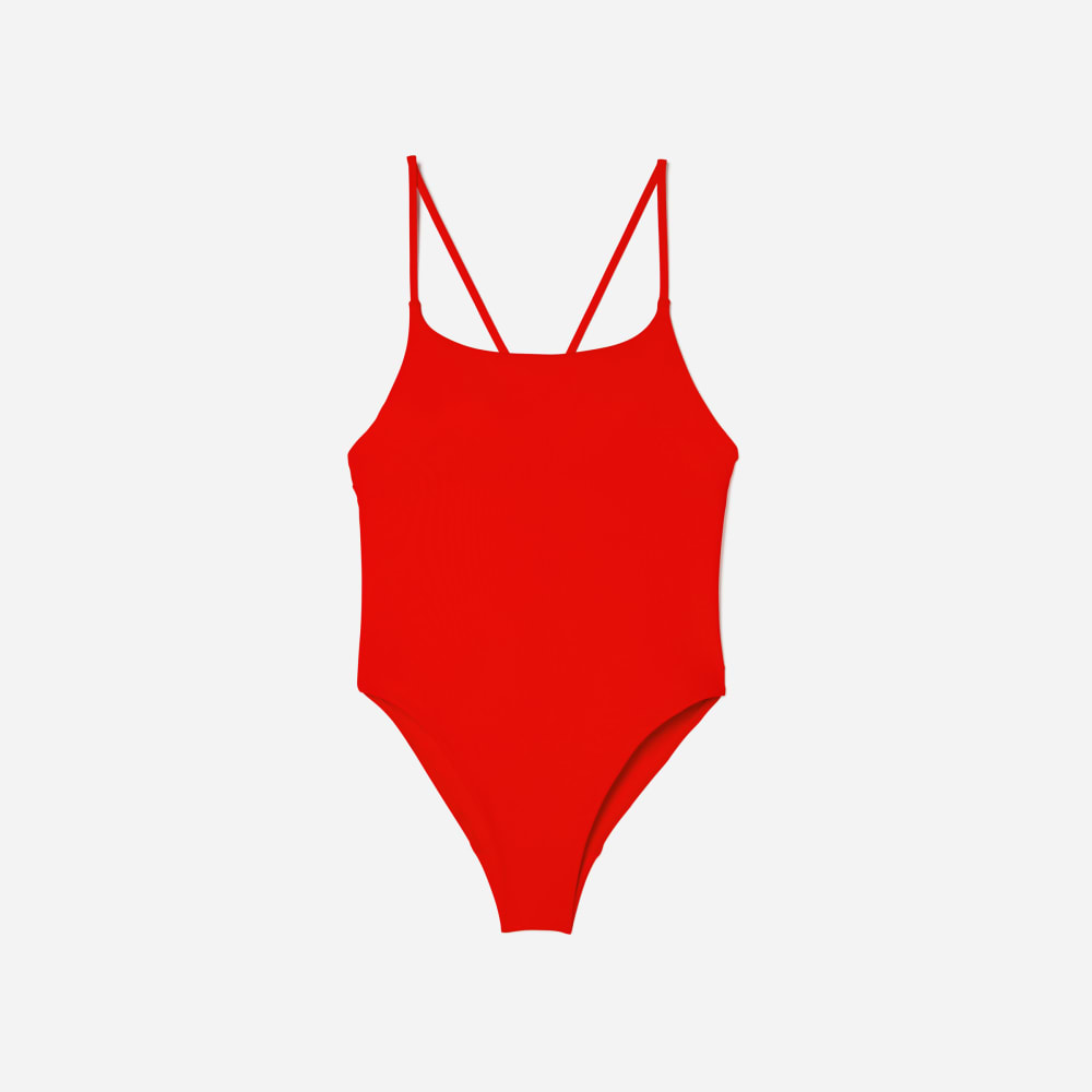 The String One-Piece in Bright Red — front view