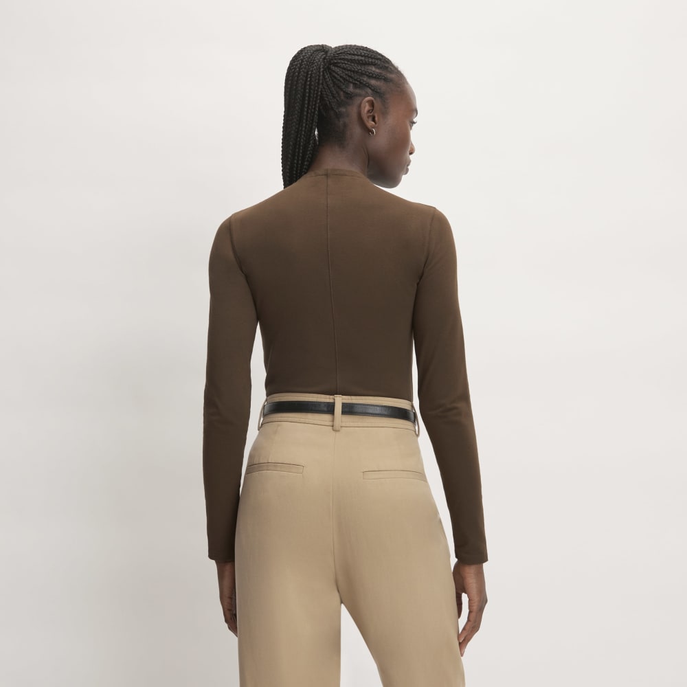 The Supima® Form Funnel Neck Tee in Cocoa — detail view
