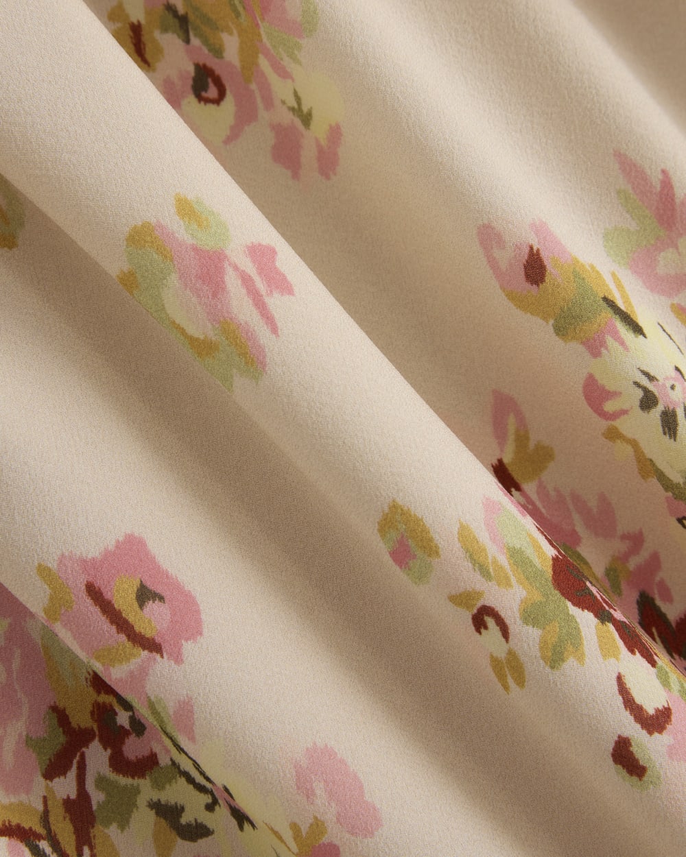 Scarf-Tie Mini Dress in Silk Georgette in Vintage Floral — detail view