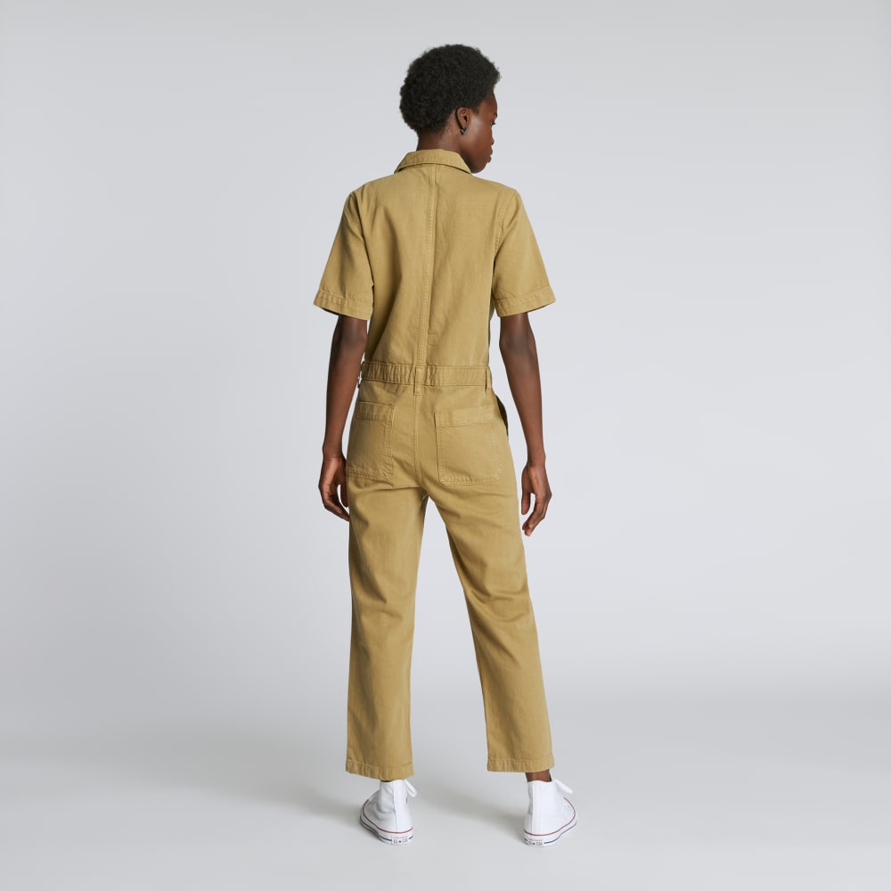 The Supersoft Jean Coverall in Spring Fennel — detail view