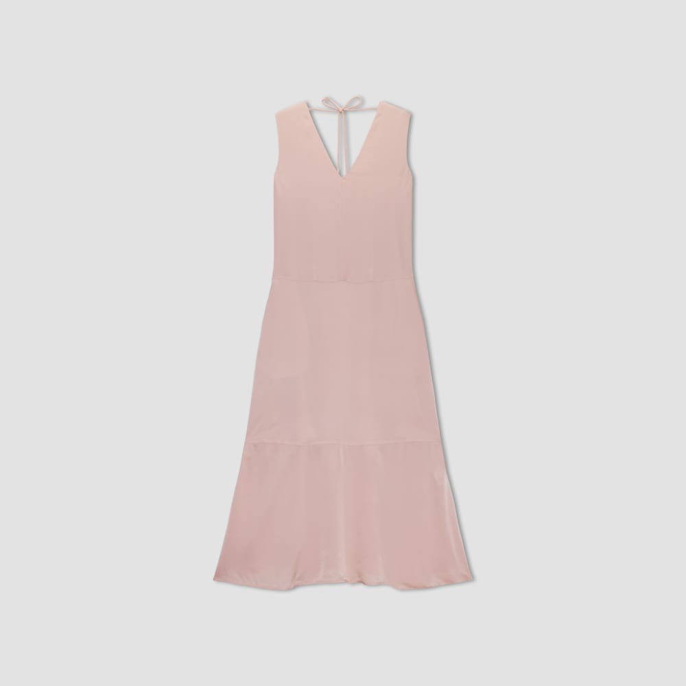 The Satin V-Neck Maxi Dress in Petal Pink — alternate view