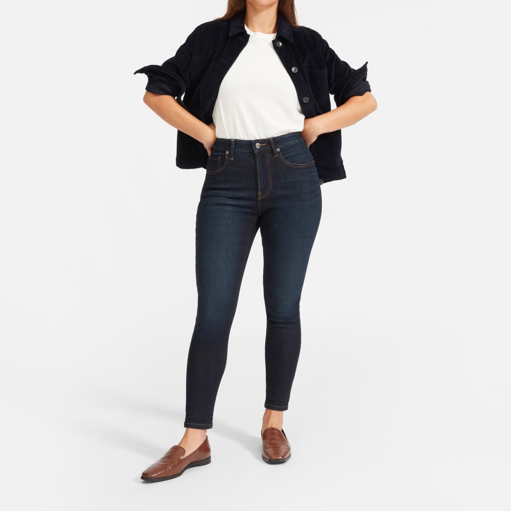 The Curvy Authentic Stretch High-Rise Skinny Jean in Dark Blue Wash — alternate view