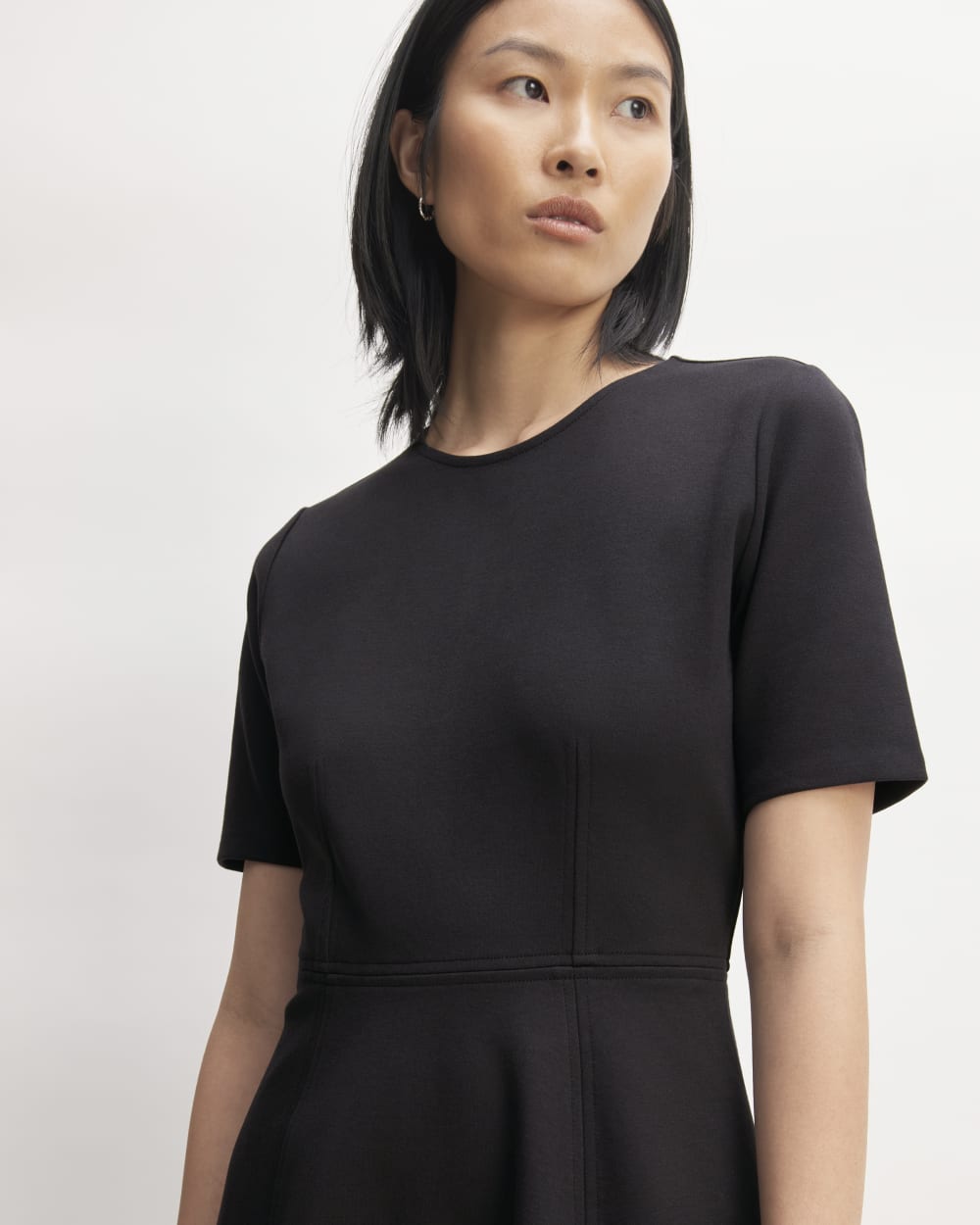 The Dream Short-Sleeve Dress in Black — detail view
