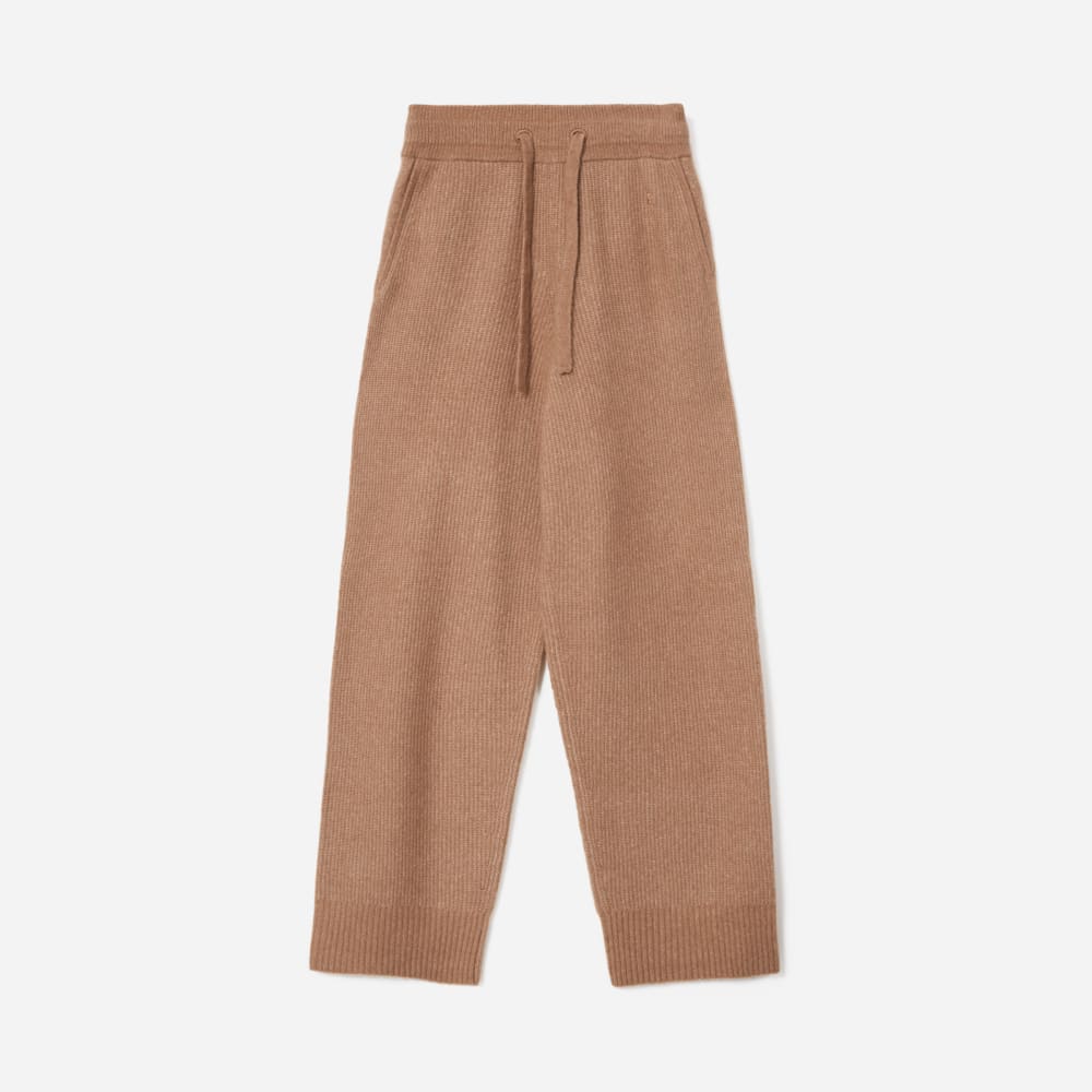 The Cozy-Stretch Wide-Leg Sweatpant in Camel — front view