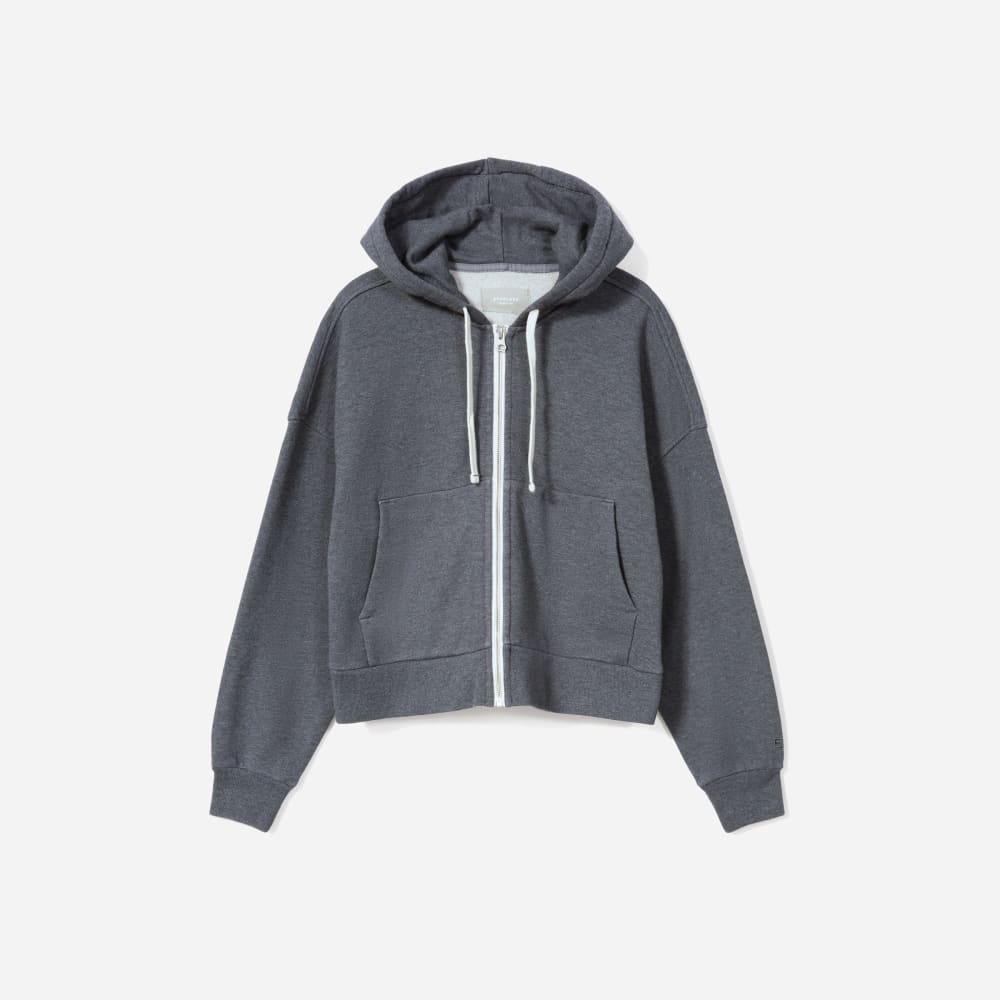 The Track Organic Cotton Hoodie in Dark Heather Grey — front view