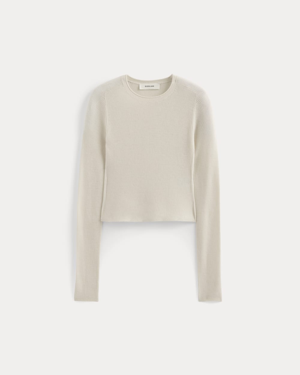 The Cropped Crew Top in Ultrafine Merino in Parchment — alternate view