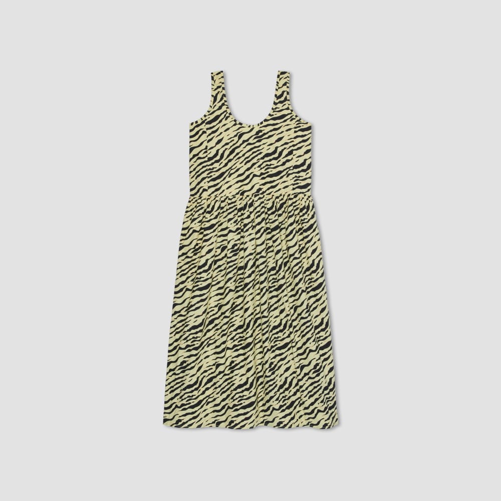The Poplin Summer Dress in Pale Yellow Tiger Stripe — alternate view
