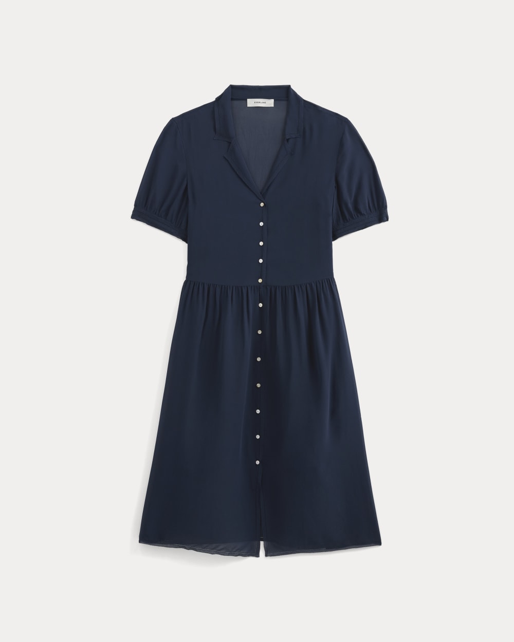 Notch Collar Shirtdress in Silk Georgette in Navy — alternate view