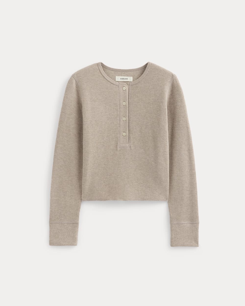 Boxy Henley in Cozy Waffle in Heathered Oatmeal — alternate view