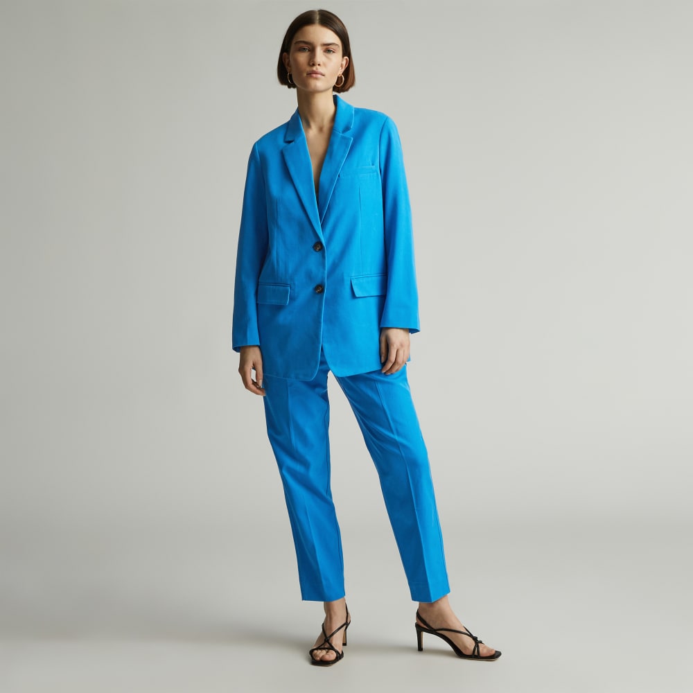 The Oversized Blazer in Buttersmooth in Brilliant Blue — detail view