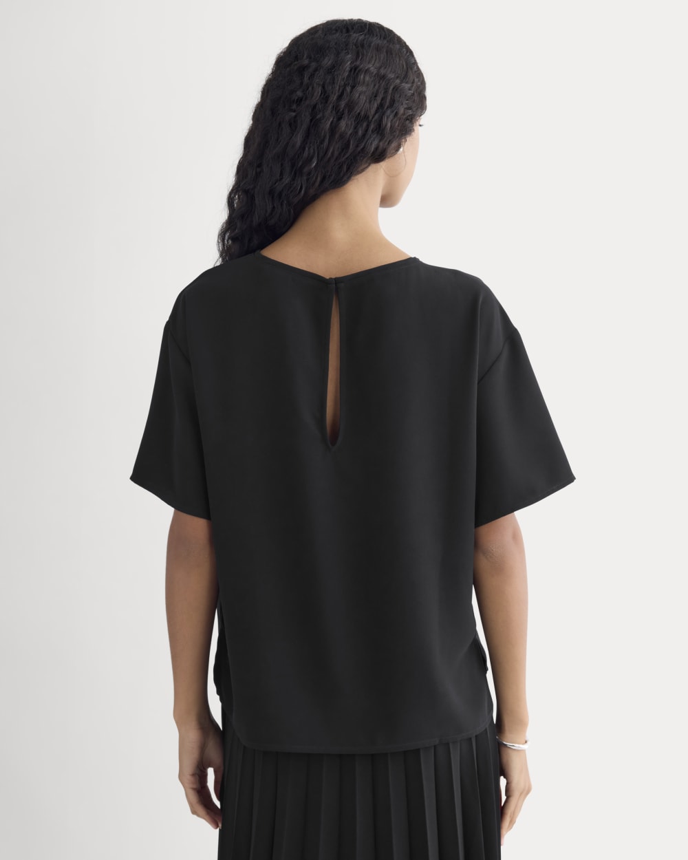 Drapey Crepe Top in Black — detail view