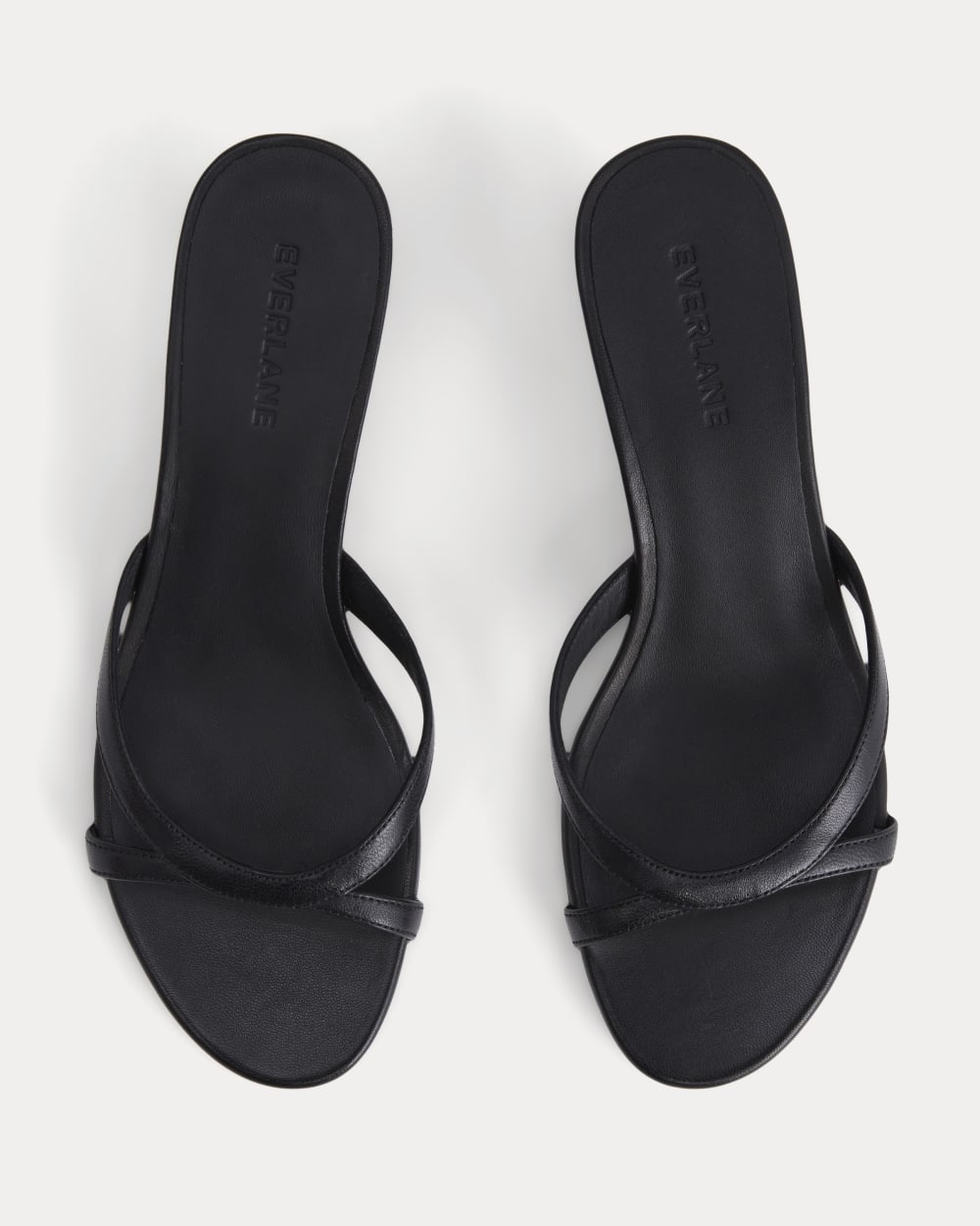 Sculpted Heel Sandal in Black Leather — detail view