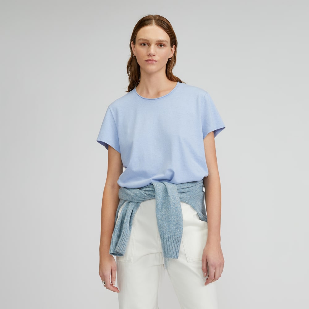 The Relaxed Hemp Tee in Periwinkle — front view