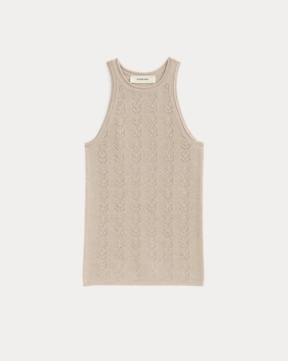 The Pointelle Racerback Tank in Ultrafine Merino in Pale Blush — alternate view