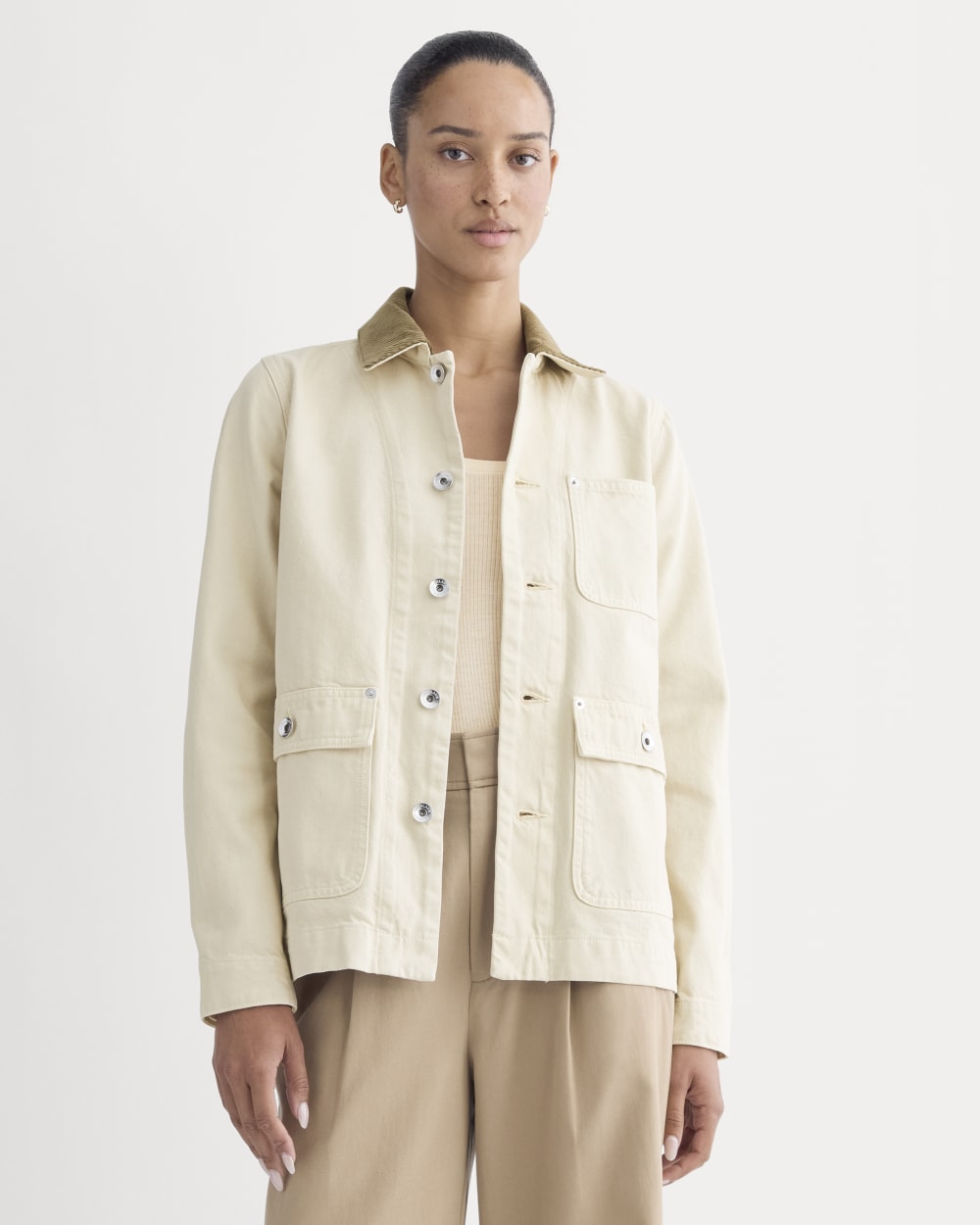 The Ranch Jacket in Garment-Dyed White / Cream — front view