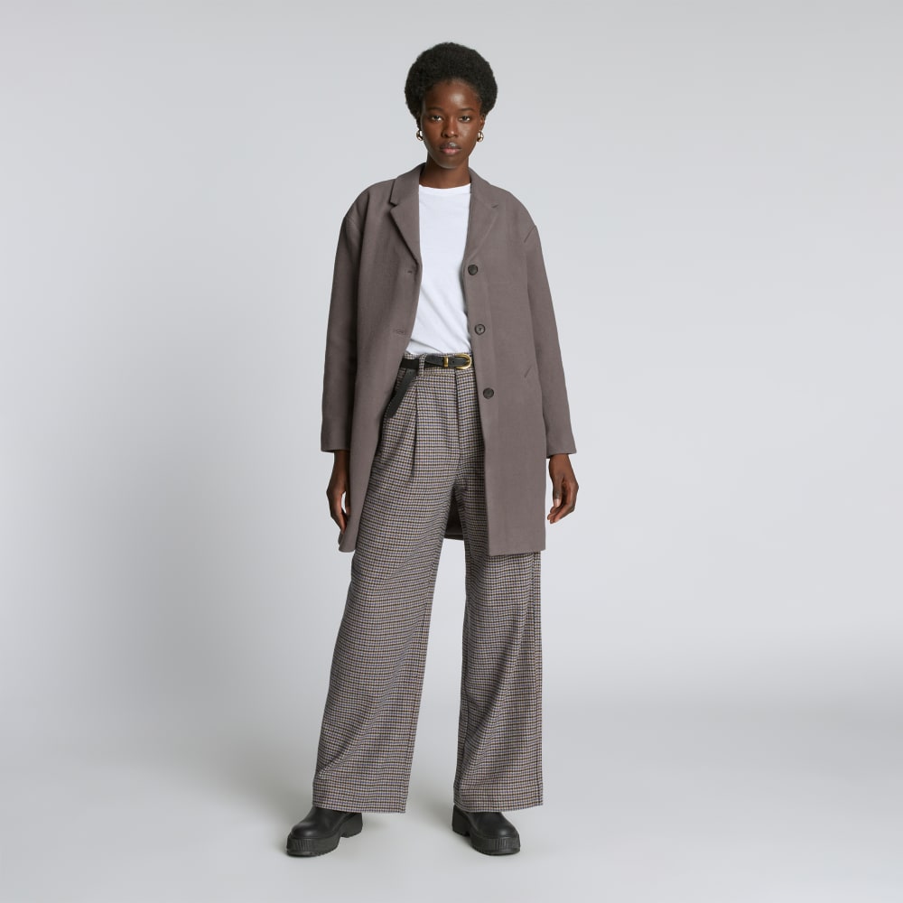 The Italian ReWool® Cocoon Coat in Taupe Grey — detail view