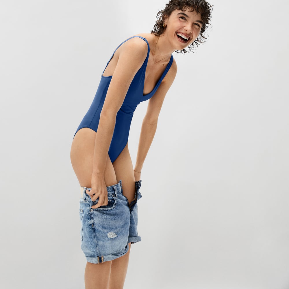 The V-Neck One-Piece in Blue Dusk — detail view