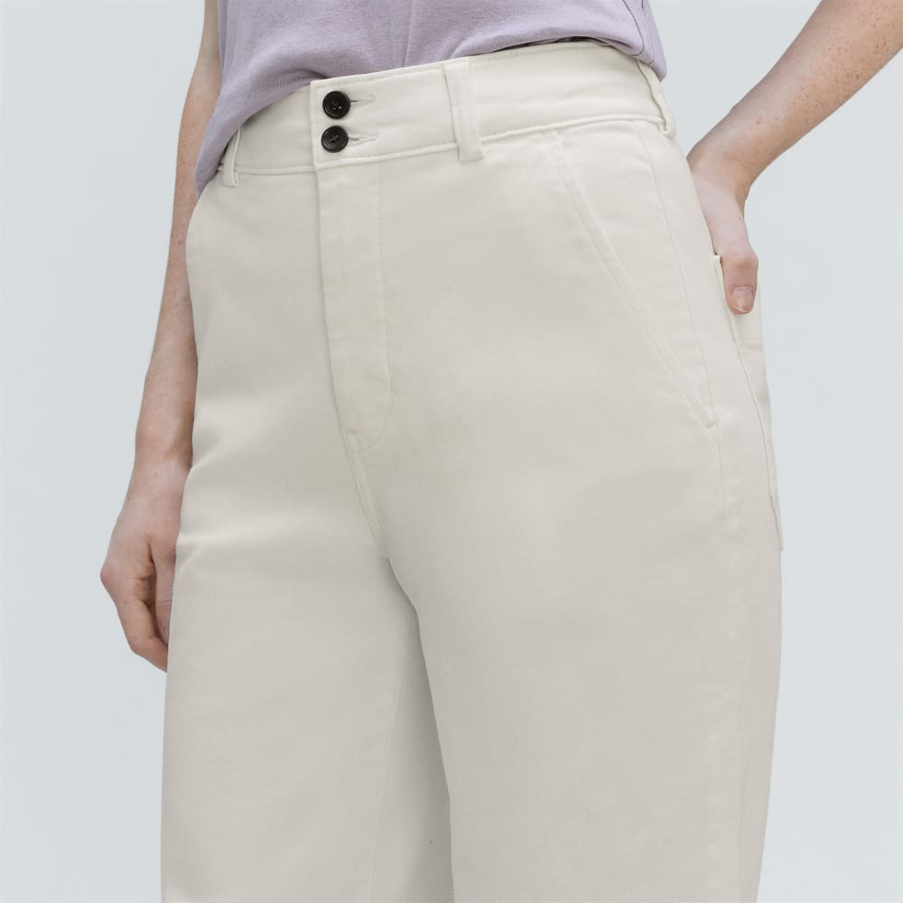 The Organic Wide-Leg Pant in Bone — detail view
