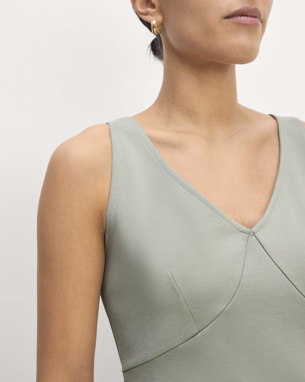 The Dream V-Neck Top in Sage Green — detail view
