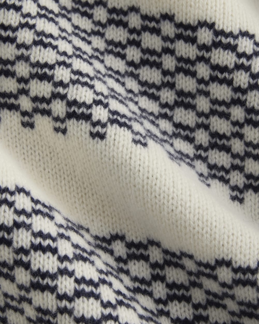 Nordic Cropped Boxy Crew in Luxe Merino in Bone/True Navy — detail view