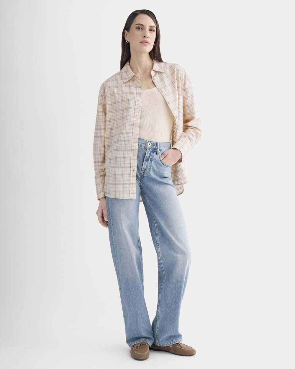 Everyday Shirt in Silky Cotton in Plaid — detail view