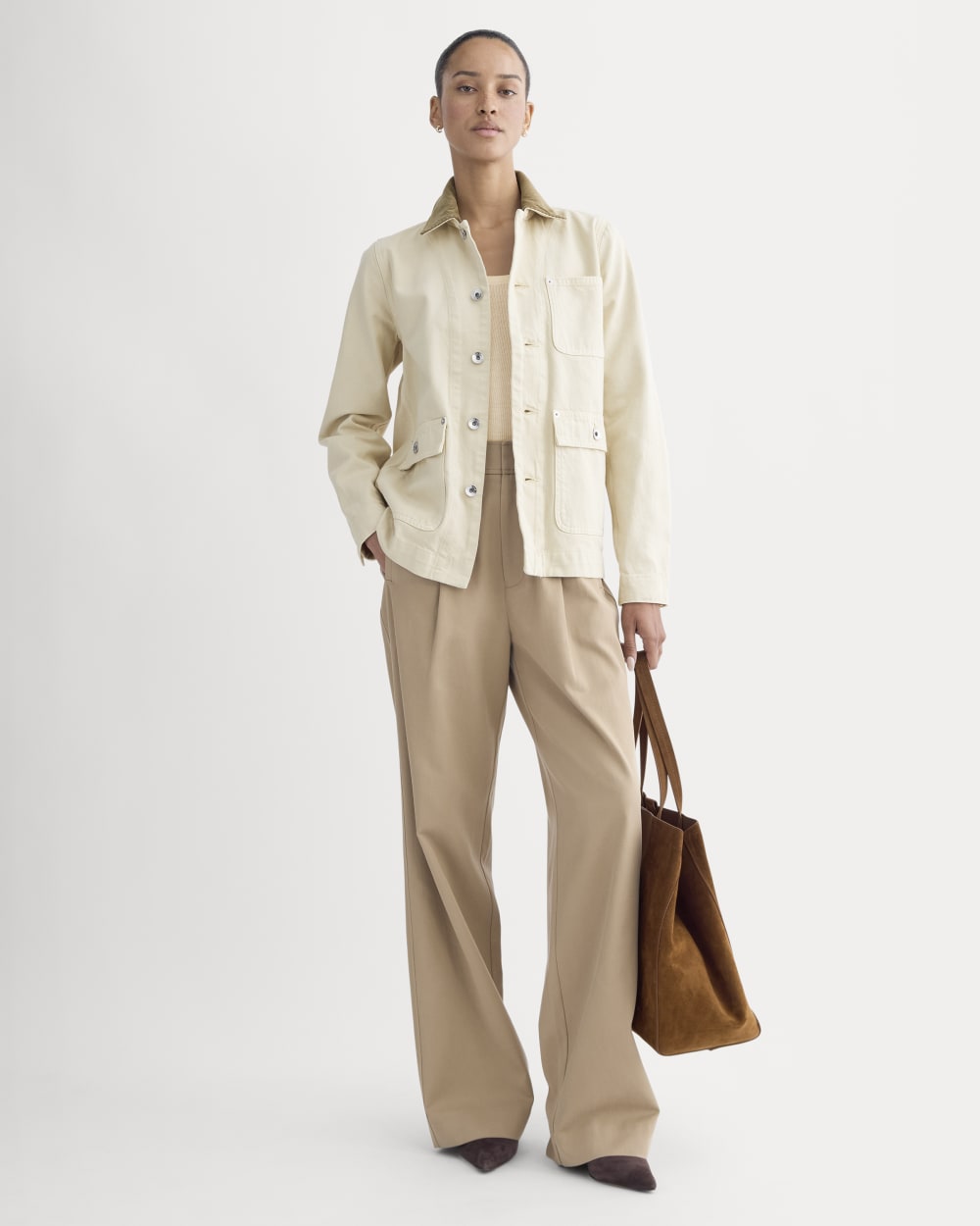The Ranch Jacket in Garment-Dyed White / Cream — detail view