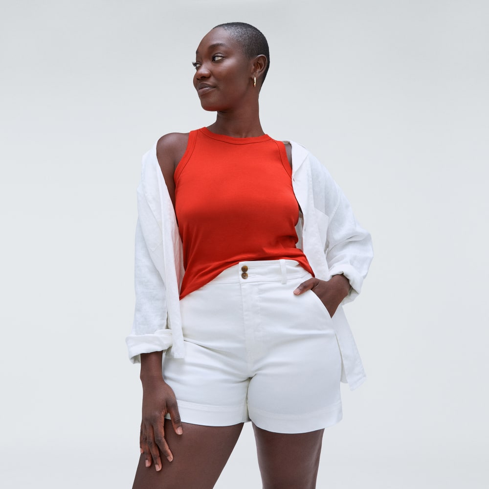 The Tank in Essential Cotton in Red Orange — detail view