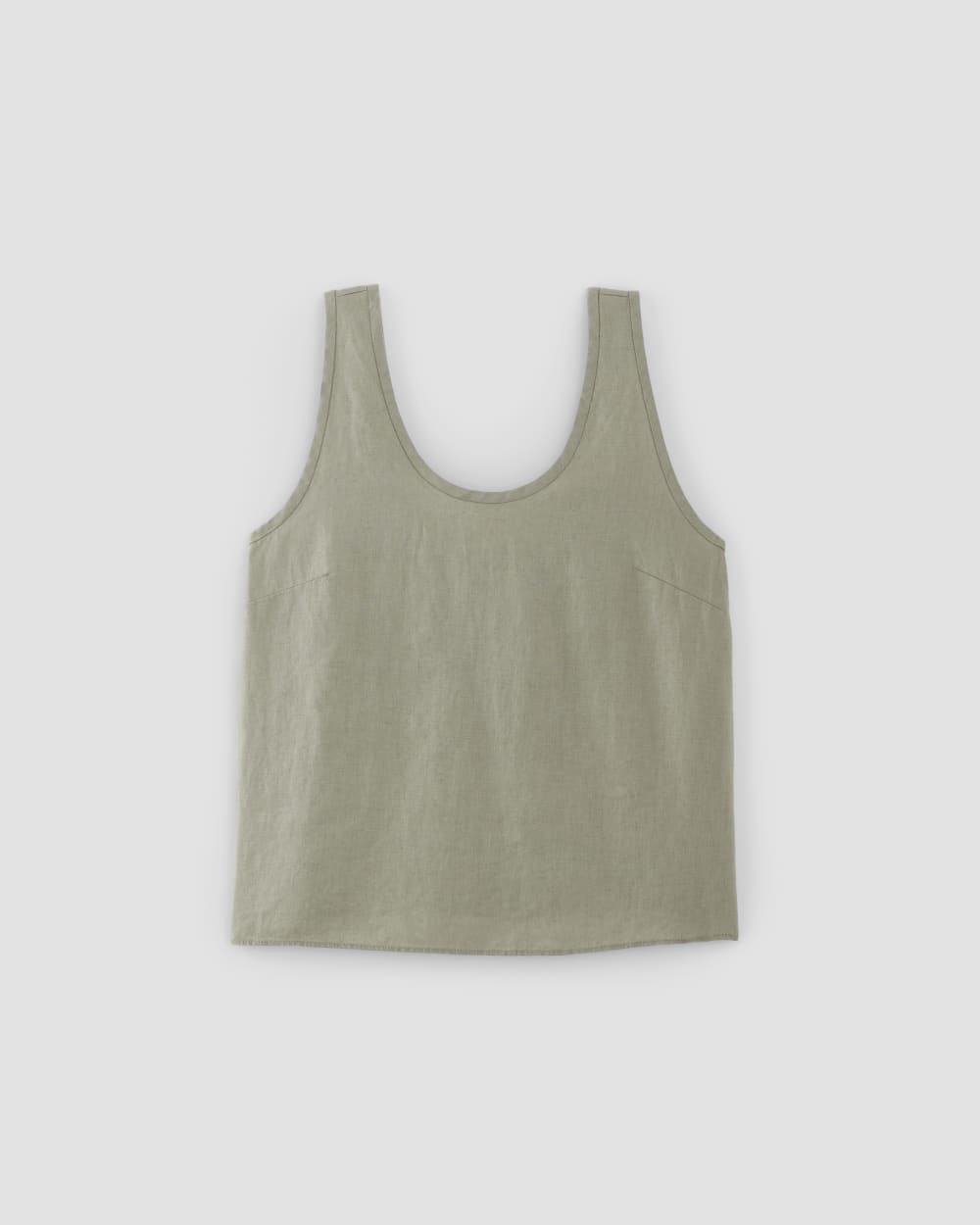 The Scoop Tank in Linen in Sage Green — detail view